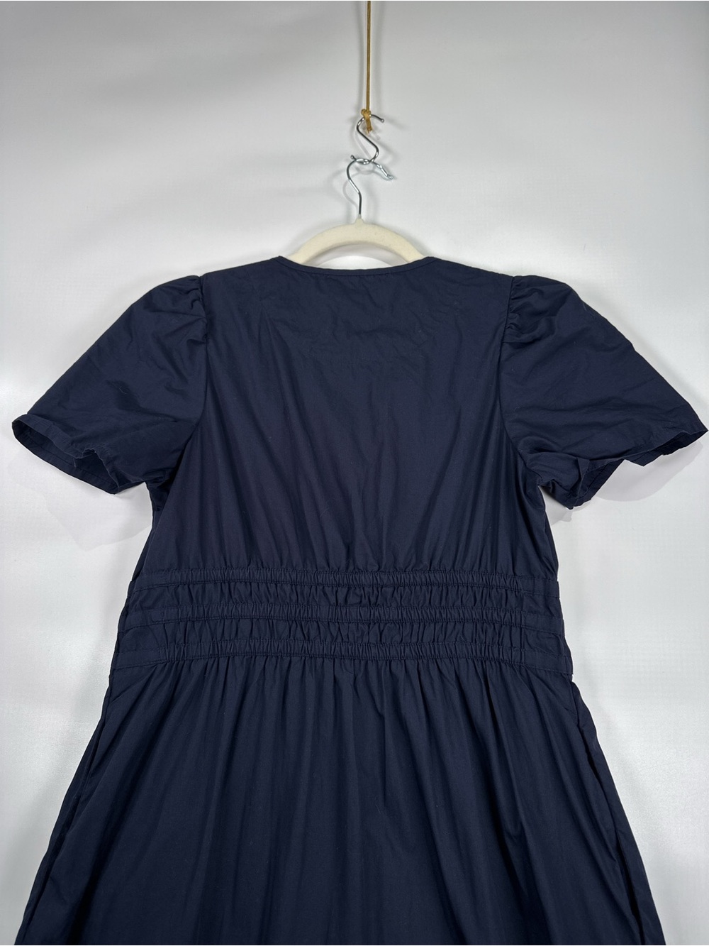 Quince Organic Cotton Poplin Tiered Maxi Dress Navy S - Picture 4 of 13